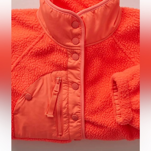 Free People Hit The Slopes Fleece Jacket Neon Coral FP Movement Oversized Large - Picture 5 of 12